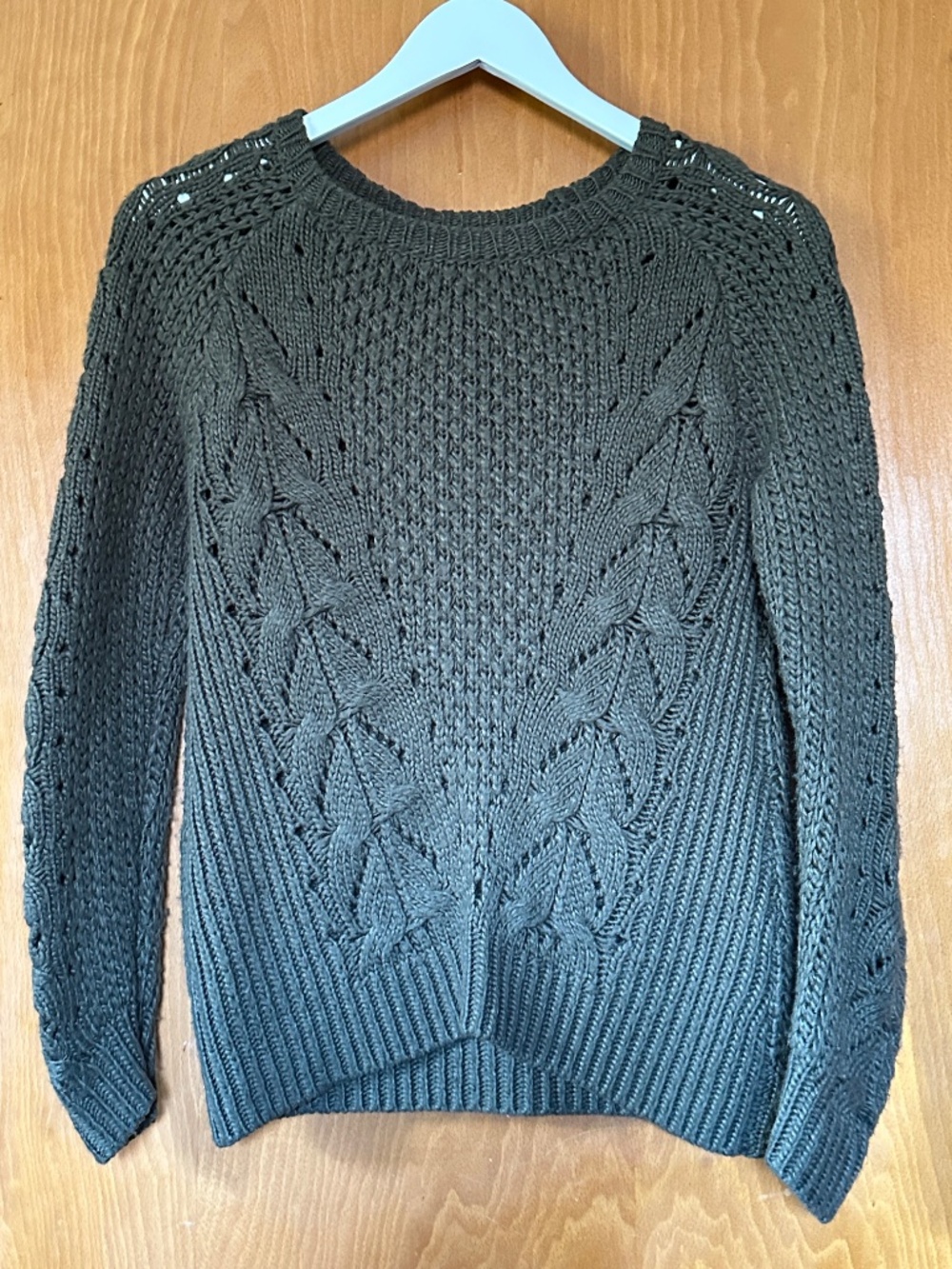 Charlotte Russe Olive Green Cable Knit Sweater Small